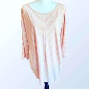 T‎ by Talbots Top Women's 2X Pink Pattern long sleeve jersey gathered sides